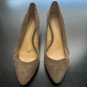 Brown Coach kitten heels